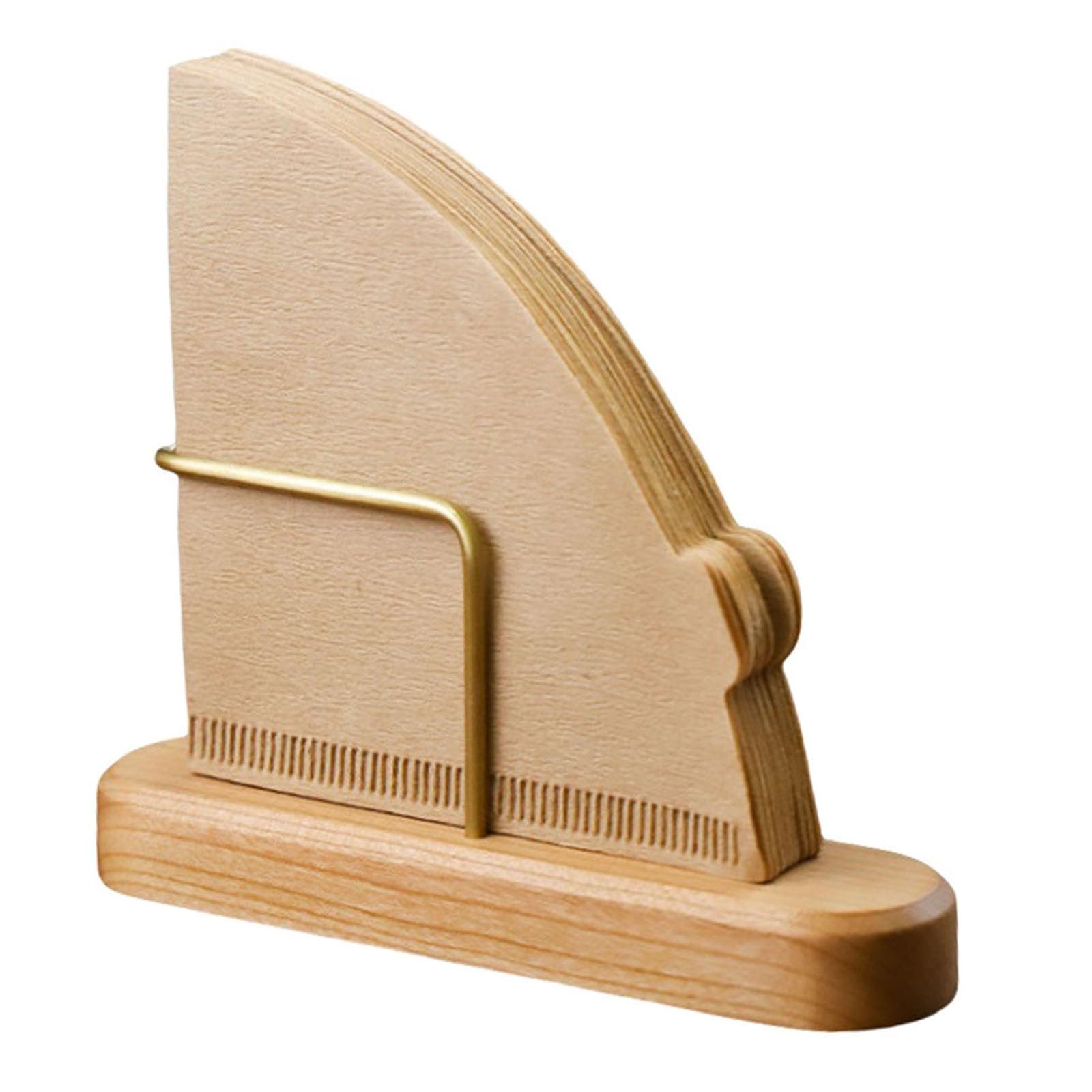 Coffee Filter Holder Stand for V60#1 & #2 | Wood & Brass Organizer with 40-Capacity | Space-Saving Storage for Cone Paper Filters | Compatible with Pour Over Coffee Accessories