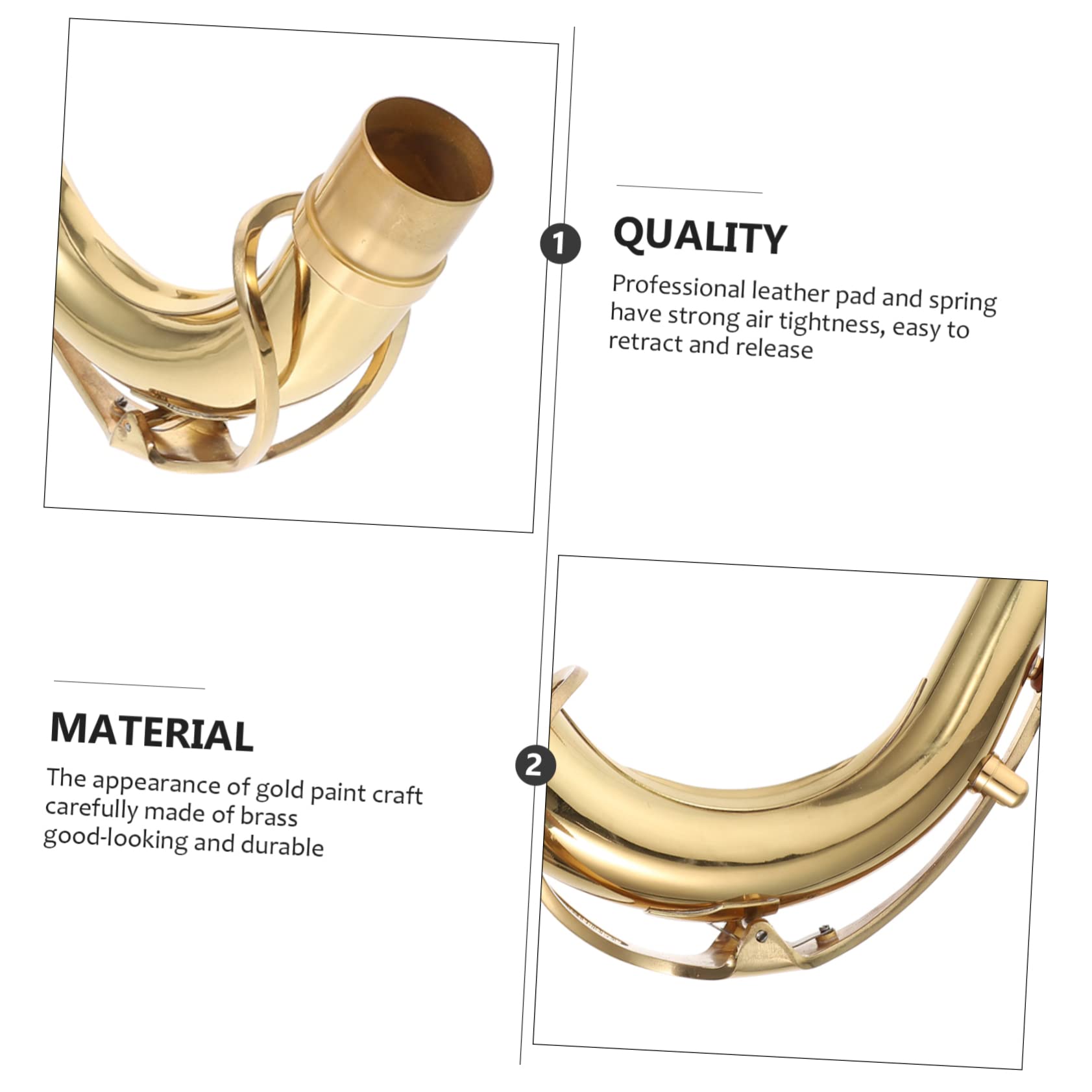 Archetto Curvo per Sassofono in Ottone Oro, Ricambio Professionale | Adatto a Sax, Tubo Sonoro Sostitutivo, Pratico e Comodo per Professionisti e Amatori