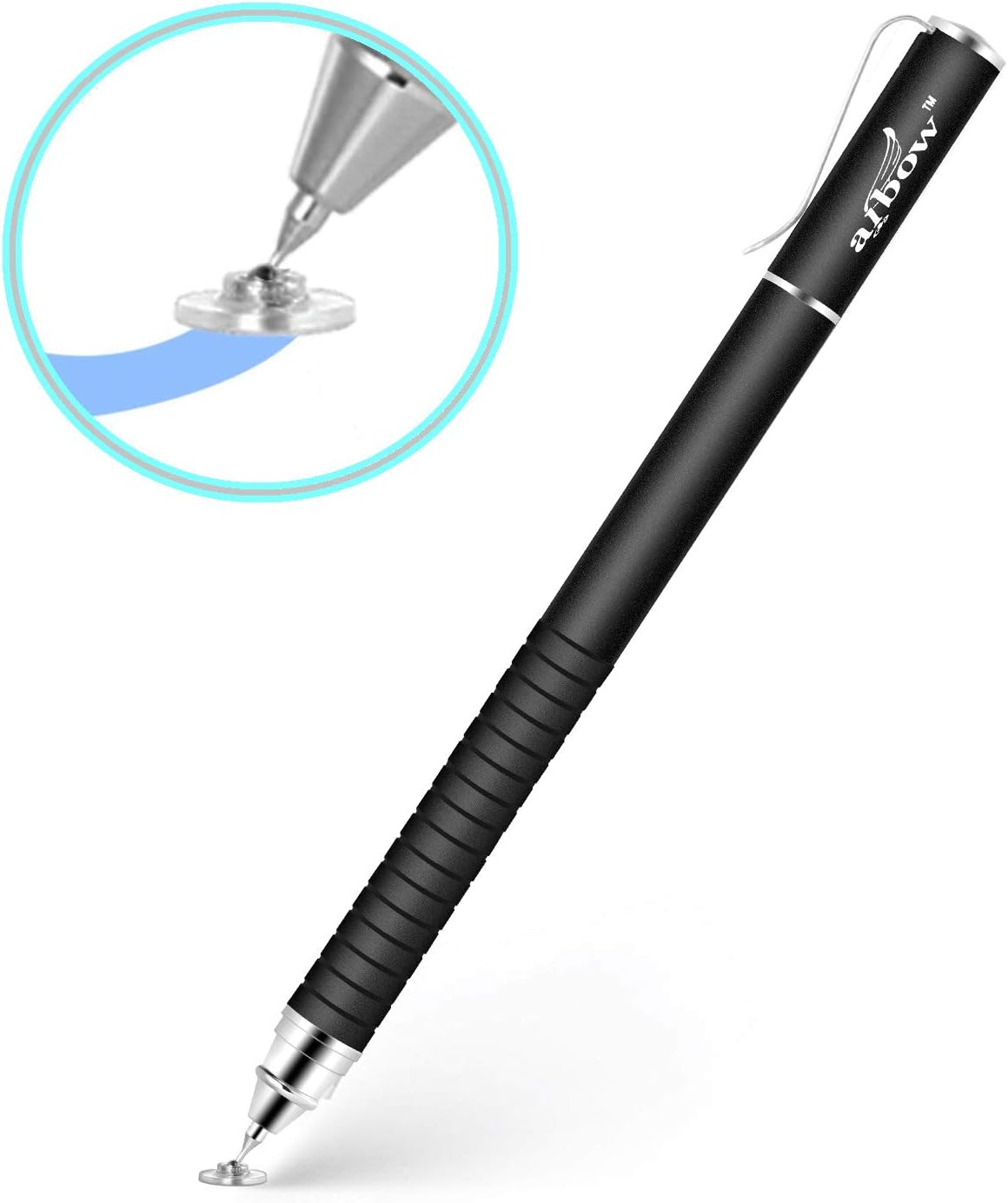 Aibow タッチペン スタイラスペン 高感度タイプ Ipad Iphone Android スマホ タブレット 対応 パズドラ お絵描き メモ で使える グリップ付 キャップ式 1本 交換用ペン先1個 ブラック Aibow タッチペン スタイラス Amazon