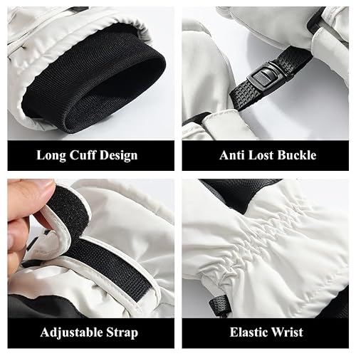 JJZS Waterproof Ski Snow Gloves for Men Women & Youth Windproof Winter Warm Glove for Skiing, Snowboarding, Snowmobile, Ice Scraping, Touch Screen Hand Warming Gear Cold Weather Ski Trip Essentials