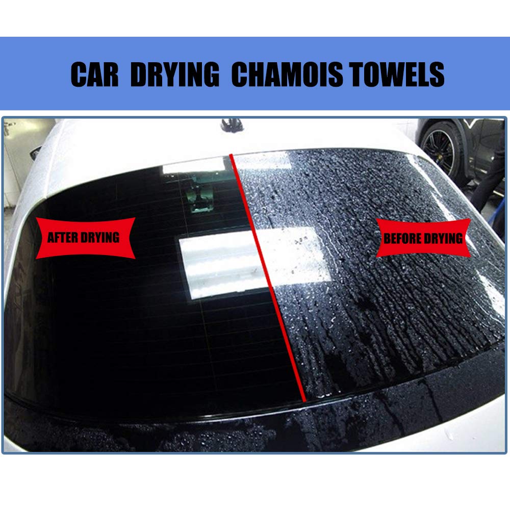 Piel de Gamuza Natural para Coche, 80 x 50 cm, Piel auténtica, Cristal, Espejo, Gamuza Profesional, eficaz Detalle automático, antiarañazos, Pulido súper Absorbente