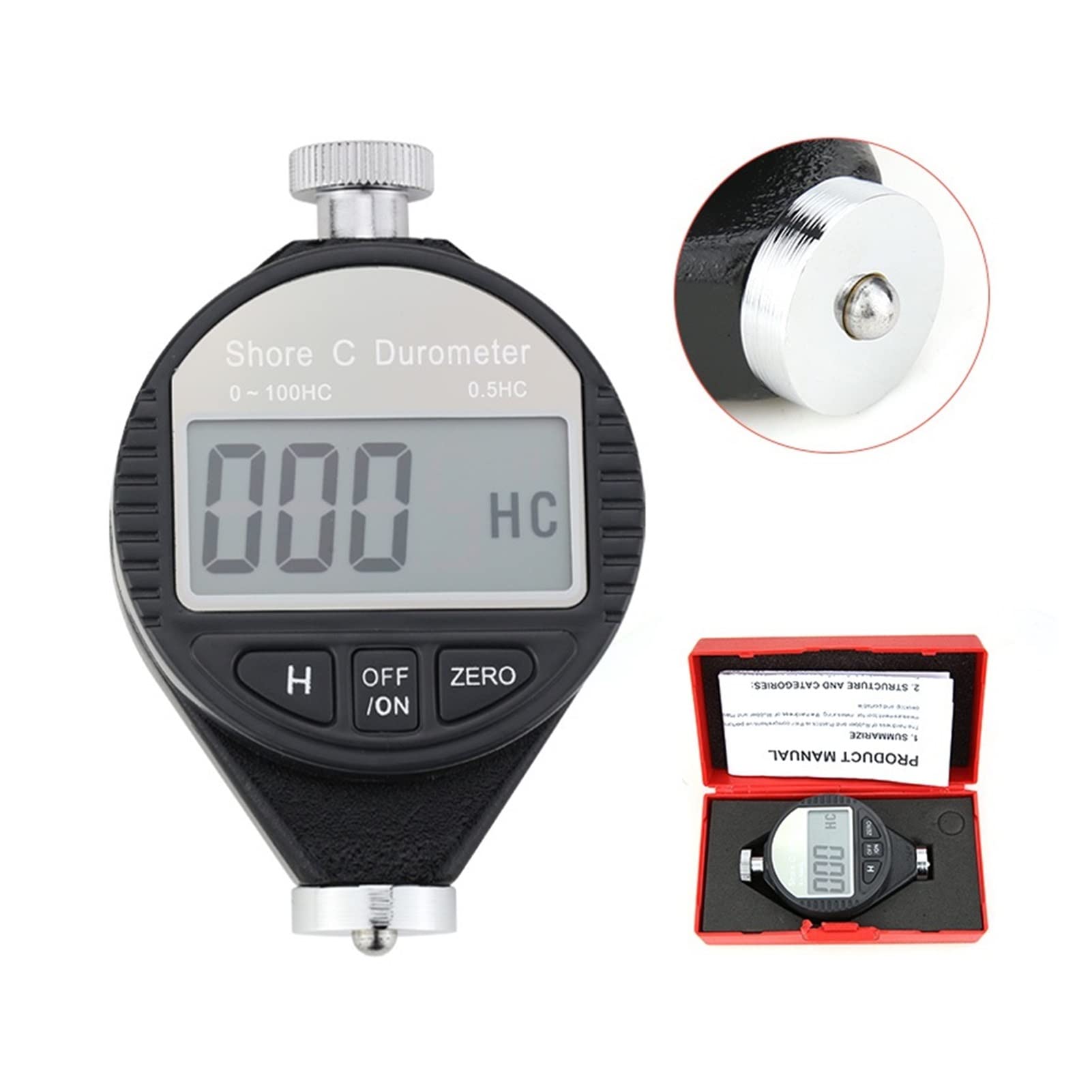 Tragbarer Härteprüfer Ha/hc/hd Härteprüfgerät Reifen Kunststoff-Gummi-Testwerkzeug-Digital-Shore-Durometer LCD Anzeige 0-10. 0ha. Testerzähler Absatz.(HC)