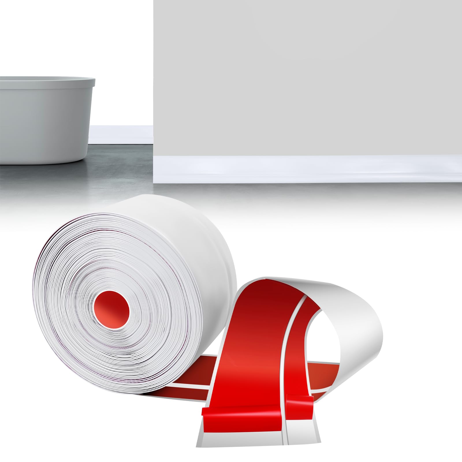 LIHIQIYA Weichsockelleiste Selbstklebend Weiß, 6M Sockelleiste Selbstklebende, 19x19mm Knickleiste Abschlussleiste PVC, Flexibel Knickleiste, Bodenleiste Abschlussleiste für Bad Küche Badezimmer