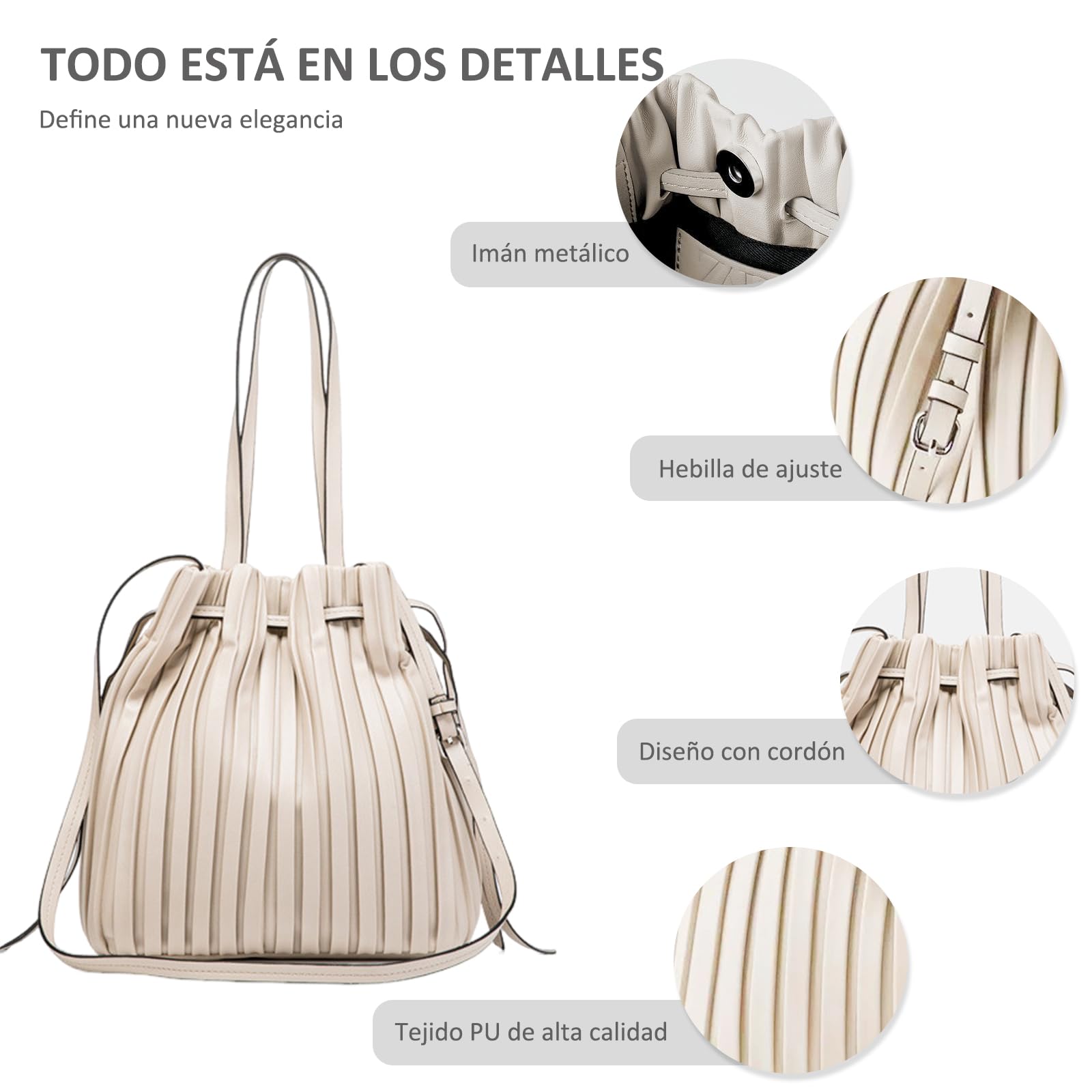 NICOLE & DORIS Bolso de Mano Mujer Bolso Noche Bolsos Plisado Modernos Bolso Bandolera PU Cuero Suave Bolso Hombro Elegante Bolso Fiesta Negro