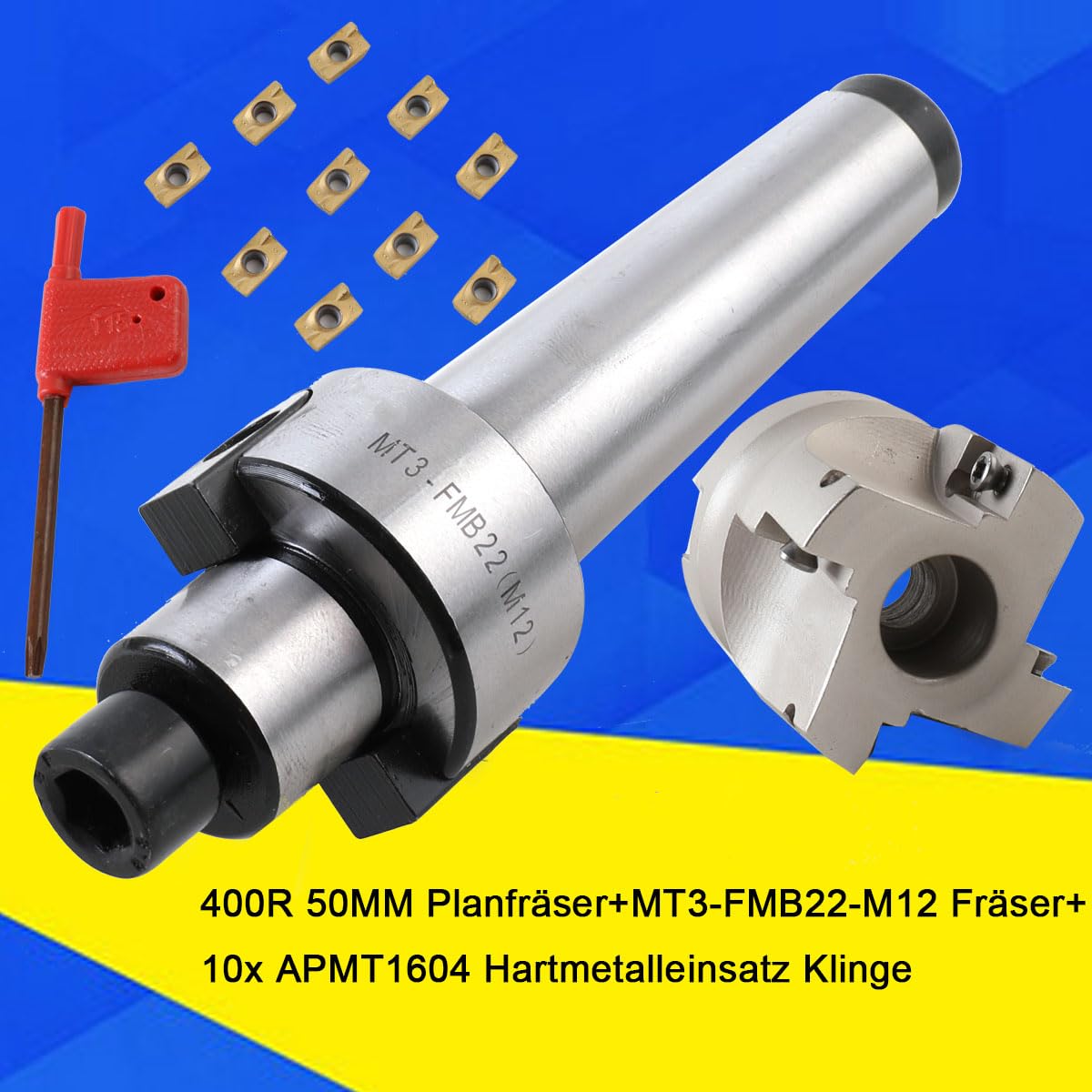 Soporte para fresa de planos MT3-FMB22-M12 400R-50-22, juego de corte CNC APMT1604