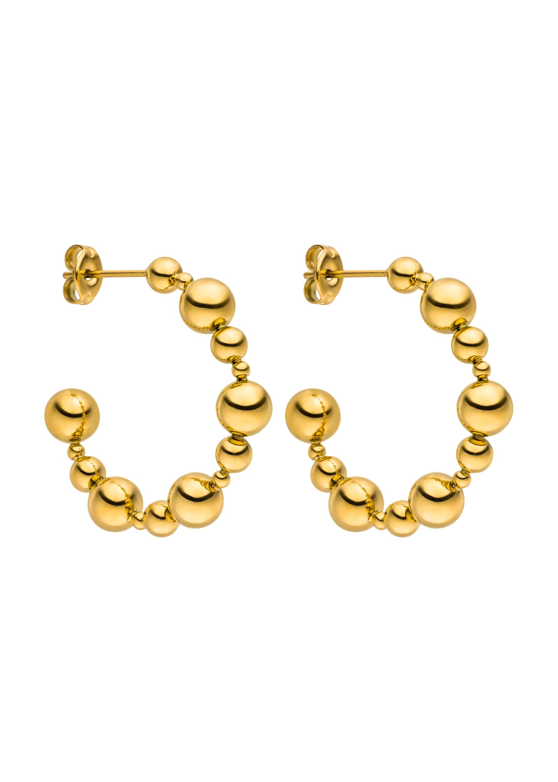 Purelei Terra Hoops Ohrringe – Edelstahl 18K vergoldet – Wasserfest – Runder Kugel-Look - Durchmesser 30 mm – Eleganter Schmuck für Damen