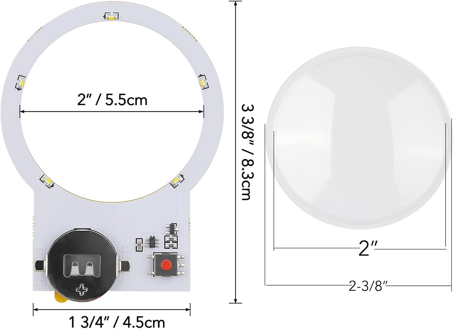 Briartw 12 Pack 2 Pcs Halo Lights and 10 Pcs Dimensional Shaker Domes for Making Light-Up Cards Shaker Cards Self-Adhesive Light-Up Units with Warm White LEDs Add Lights to Scrapbook Pages