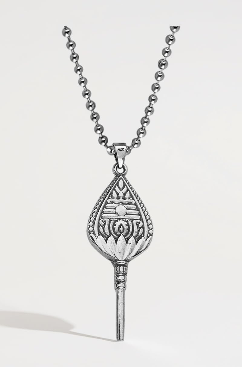 Tripundra Murugan VEL Subrahmanya Silver Metal, Stainless Steel Pendant Necklace Chain for Unisex Adult