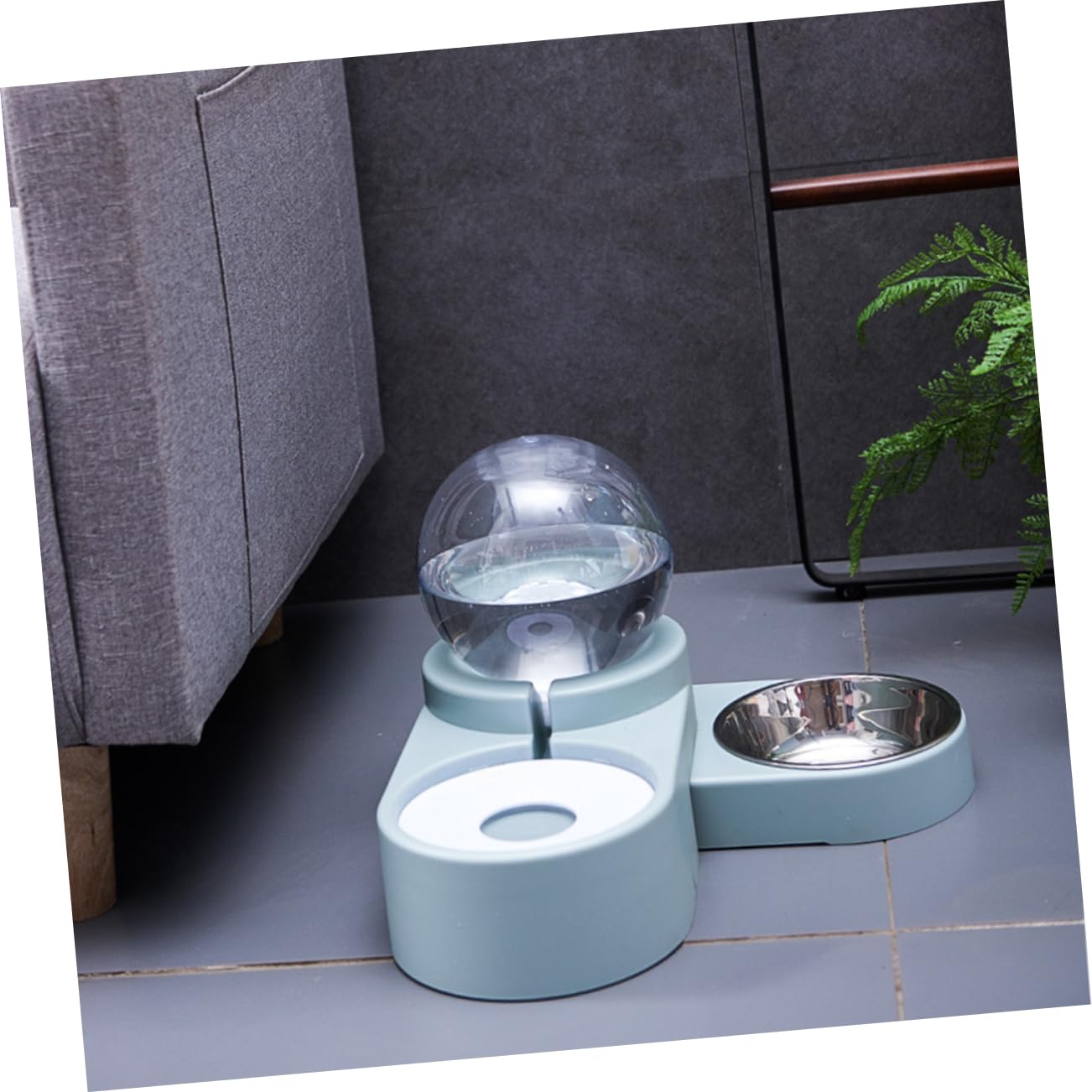 Supvox Automatischer Wasserspender aus Pet Sicherer Konstruktion mit Doppelnapf für Haustiere Umkippsicher Einzigartiges Design in Blau für Heim und Zoofachhandel