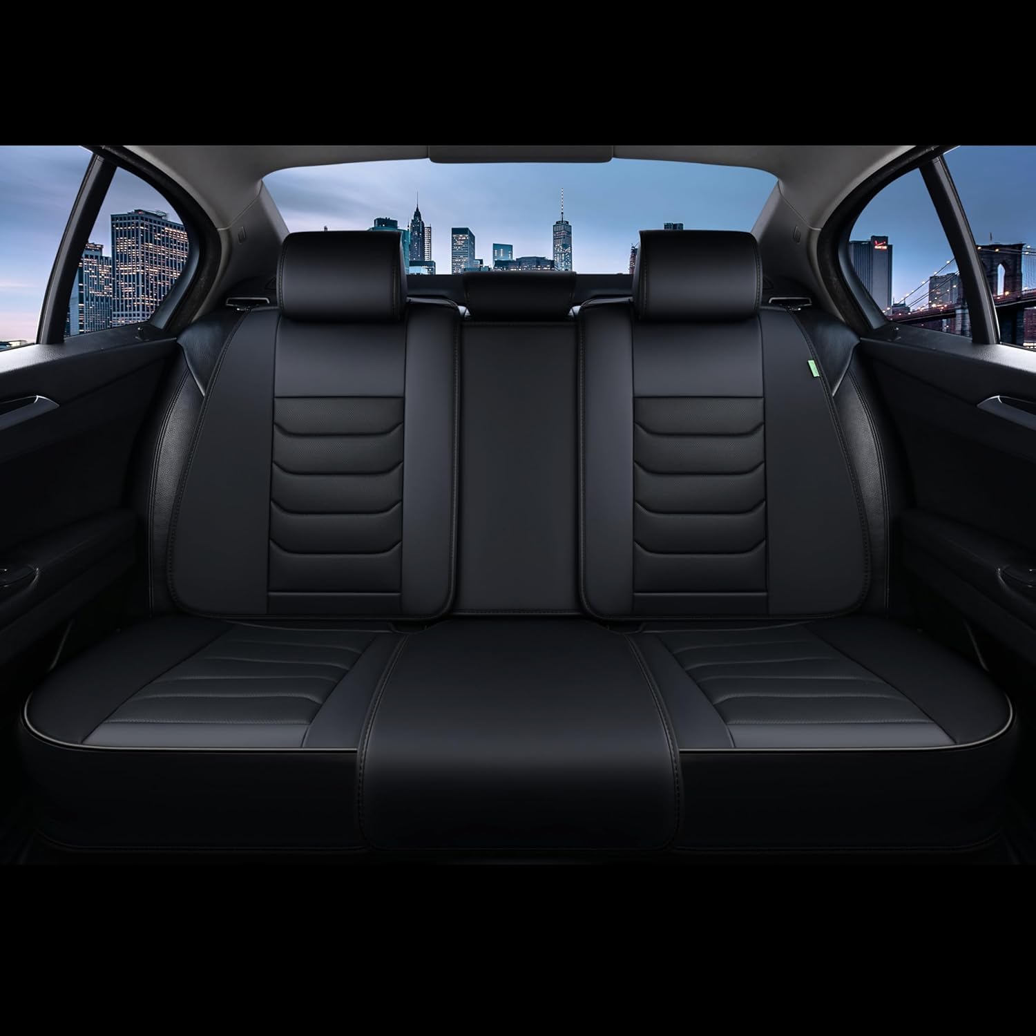 FLORICH Fundas para Asientos de Coche, Juego Completo Fundas para Asientos Delanteros y Traseros, Cuero, Universal, Impermeable, para Berlinas, SUV (Juego Completo, Negro
