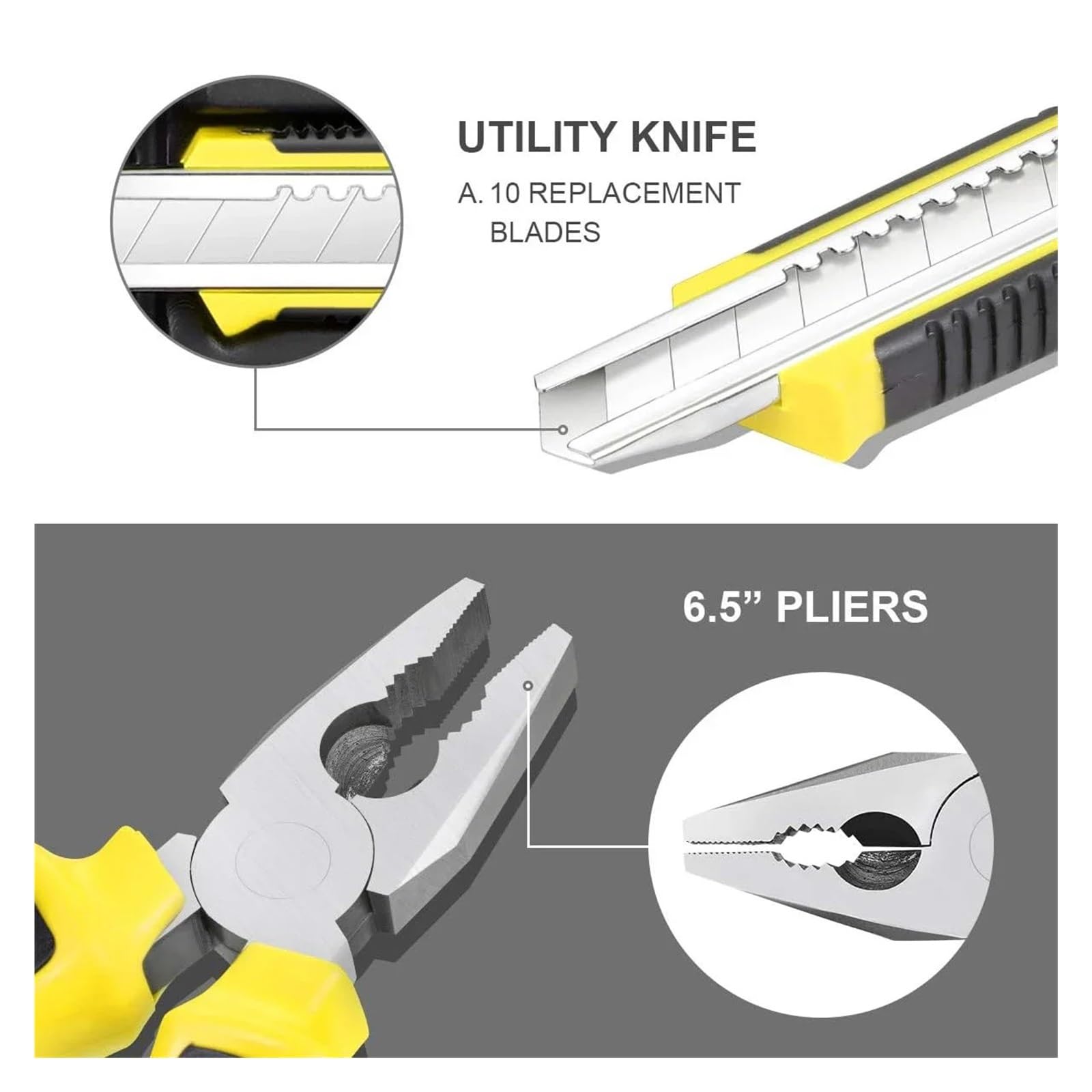 Kit di utensili manuali for la casa multi-dimensione con forbici for cacciavite a martello