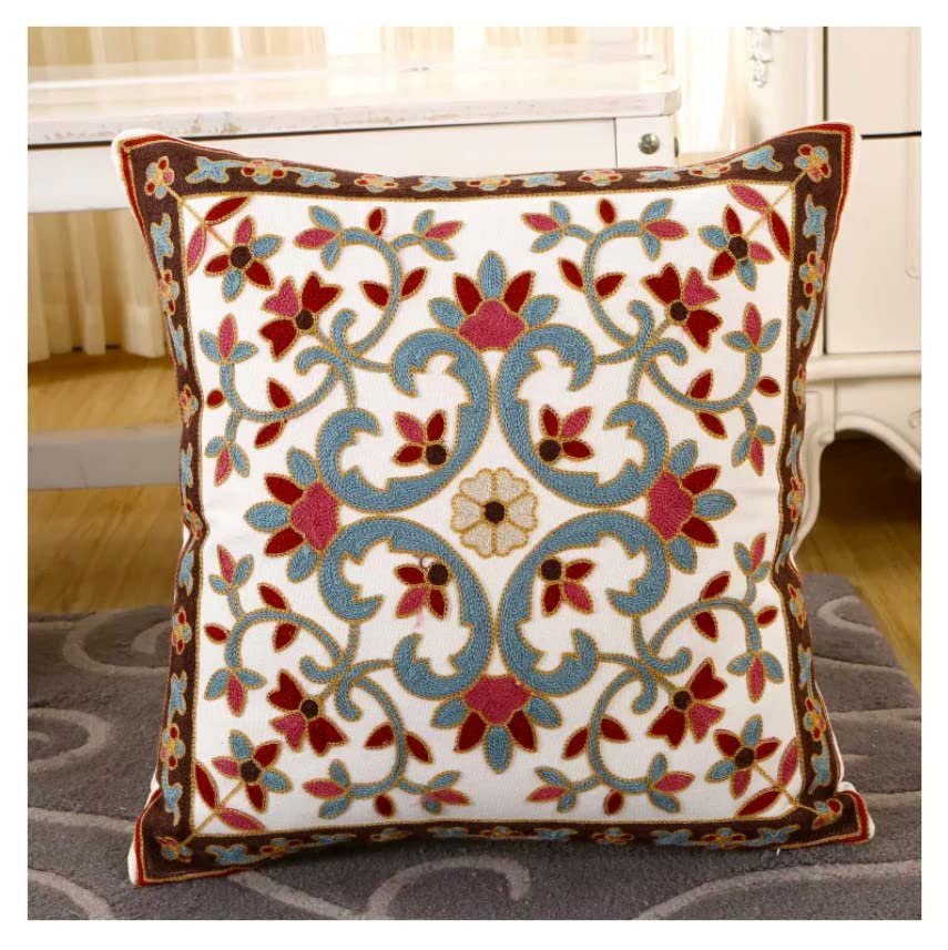 Kashmir Designs Tree Of Life Pillow Cover Crane Cream Floral Pillowcase