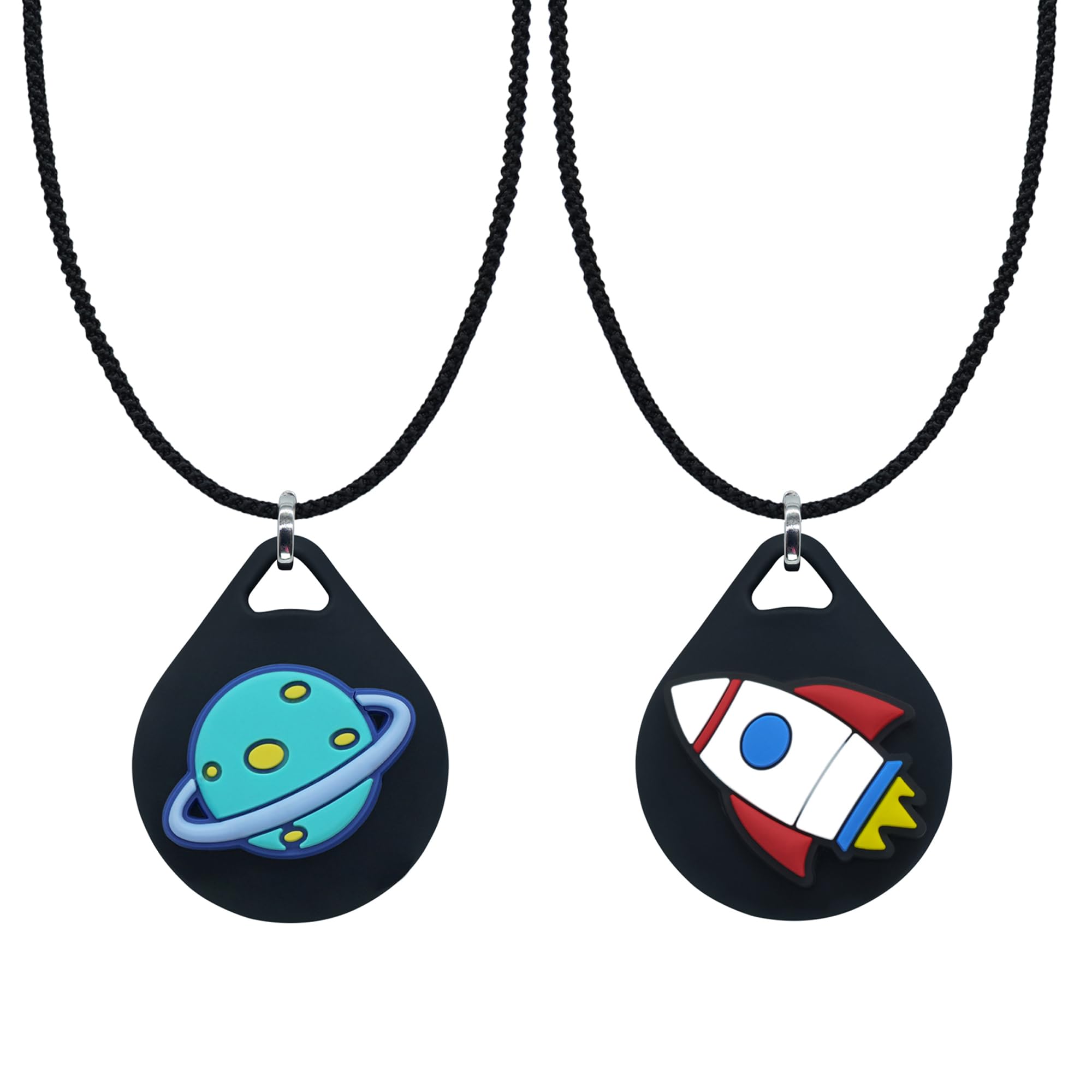 2 Pack Kids Necklace Holder for Airtag, Cool Boys Black Silicone Necklace Case for Apple Airtag-image-46