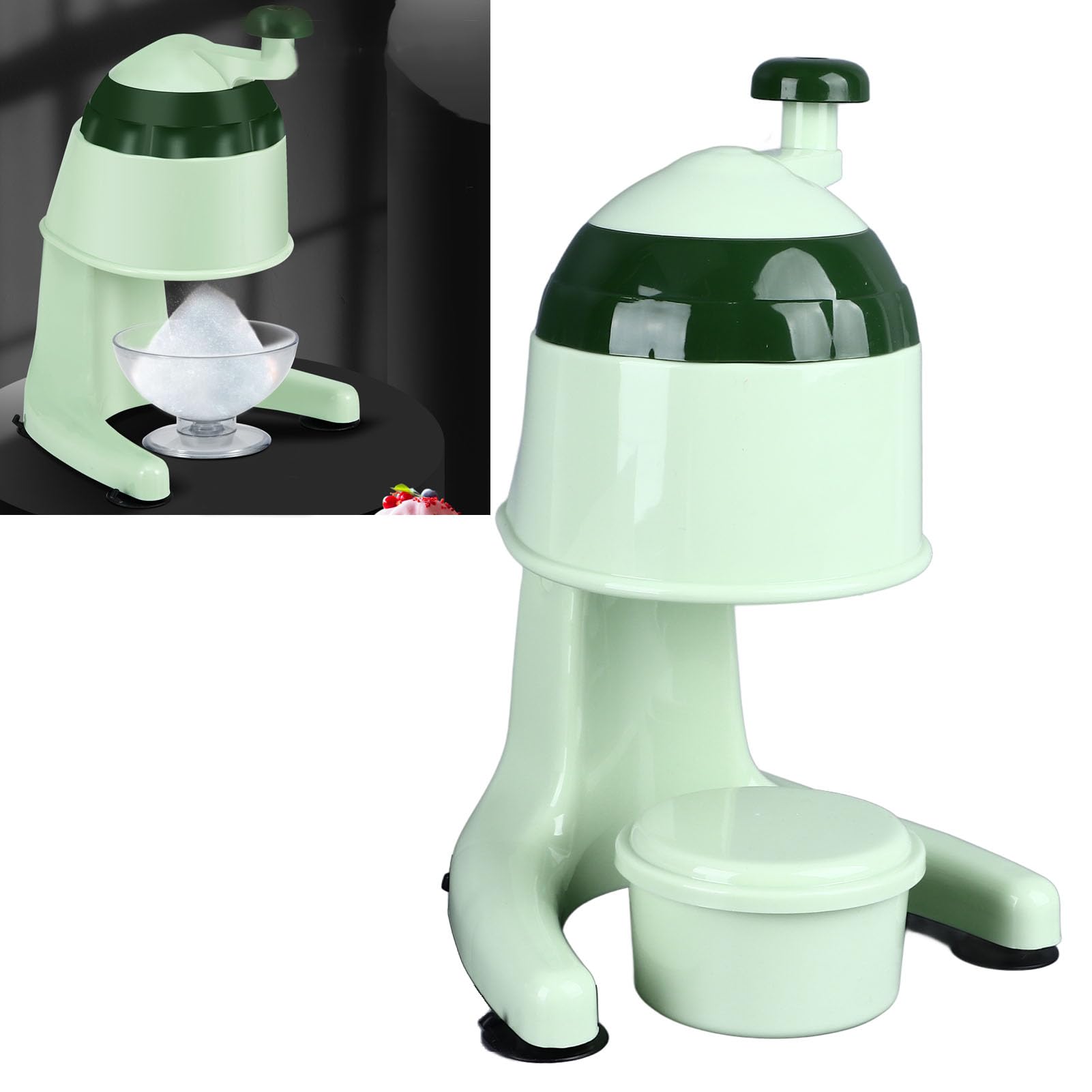 Jeanoko 1PCS Manual Snow Cone Maker, Easy to Clean and Store, Hand Crank Ice Shaver for Home Kitchen Camping, Portable Snow Cone Machine