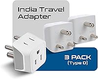 Vista 2 de Ceptics - Adaptador de enchufe de EE. UU. a India funciona en Nepal, Maldivas, Pakistán, India, adaptador de corriente dual de EE. UU., adaptador