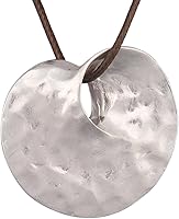 JAOYU Bohemian Leather Necklace for Women - Wood Pendant Choker Long Brown Chunky Circle Boho Hippie Jewelry