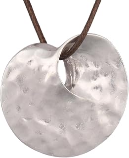 JAOYU Bohemian Leather Necklace for Women - Wood Pendant Choker Long Brown Chunky Circle Boho Hippie Jewelry