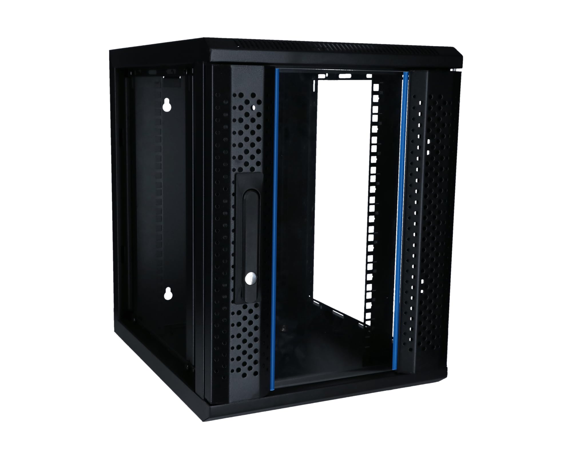 Szafa serwerowa 10-calowa 9U z drzwiami szklanymi 370x450x486 mm (szer. x gł. x wys.) - Czarny