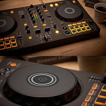 DJ-FLX4 DJ Controller + Headphones ATH-S100 + Dust Cover Set Compatible with rekordbox/Serato DJ Lite Successor to DDJ-400