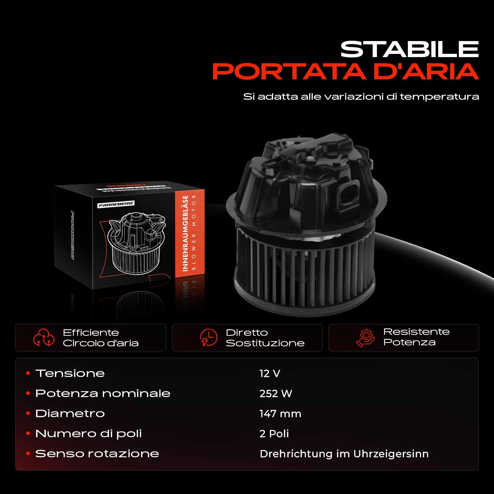 Frankberg Ventilatore di riscaldamento Motore del ventilatore Compatibile con TransPorter I/II/III Bus Furgone Pianale/Telaio 1.1L-2.1L 1950-1992 Replace# 251819015