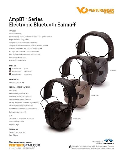 Miniatura 4 de Pyramex - Orejera electrónica con amplificador Bluetooth BT 26 Db, color gris