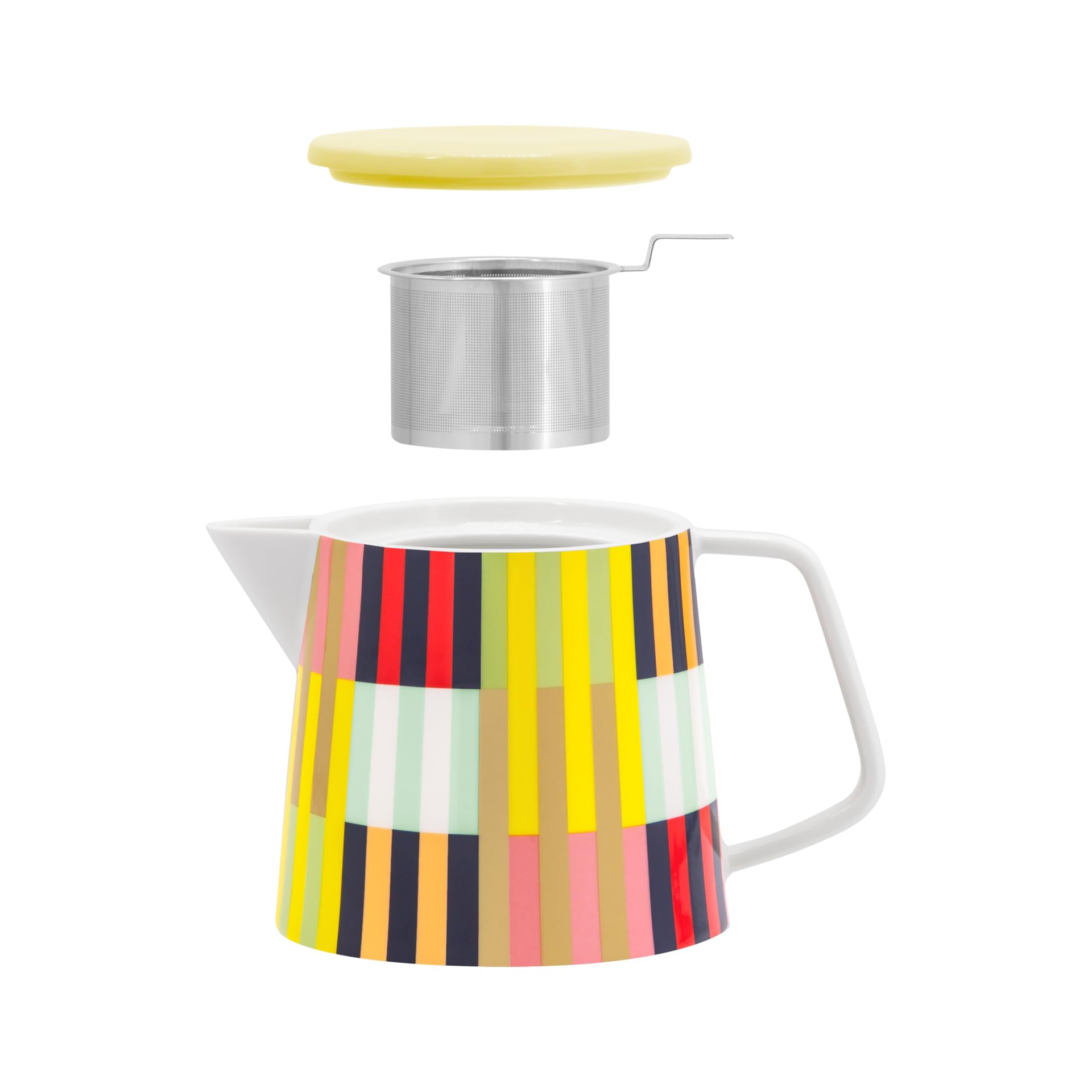 REMEMBER Teekanne Lorenzo, H 14 cm, Ø 14.6 cm / 1.2 l, Porzellan/Edelstahl, spülmaschinengeeignet – Teekanne im farbenfrohen Design, dekorative Teekanne für Teezeremonie oder Frühstückstisch (Havanna)