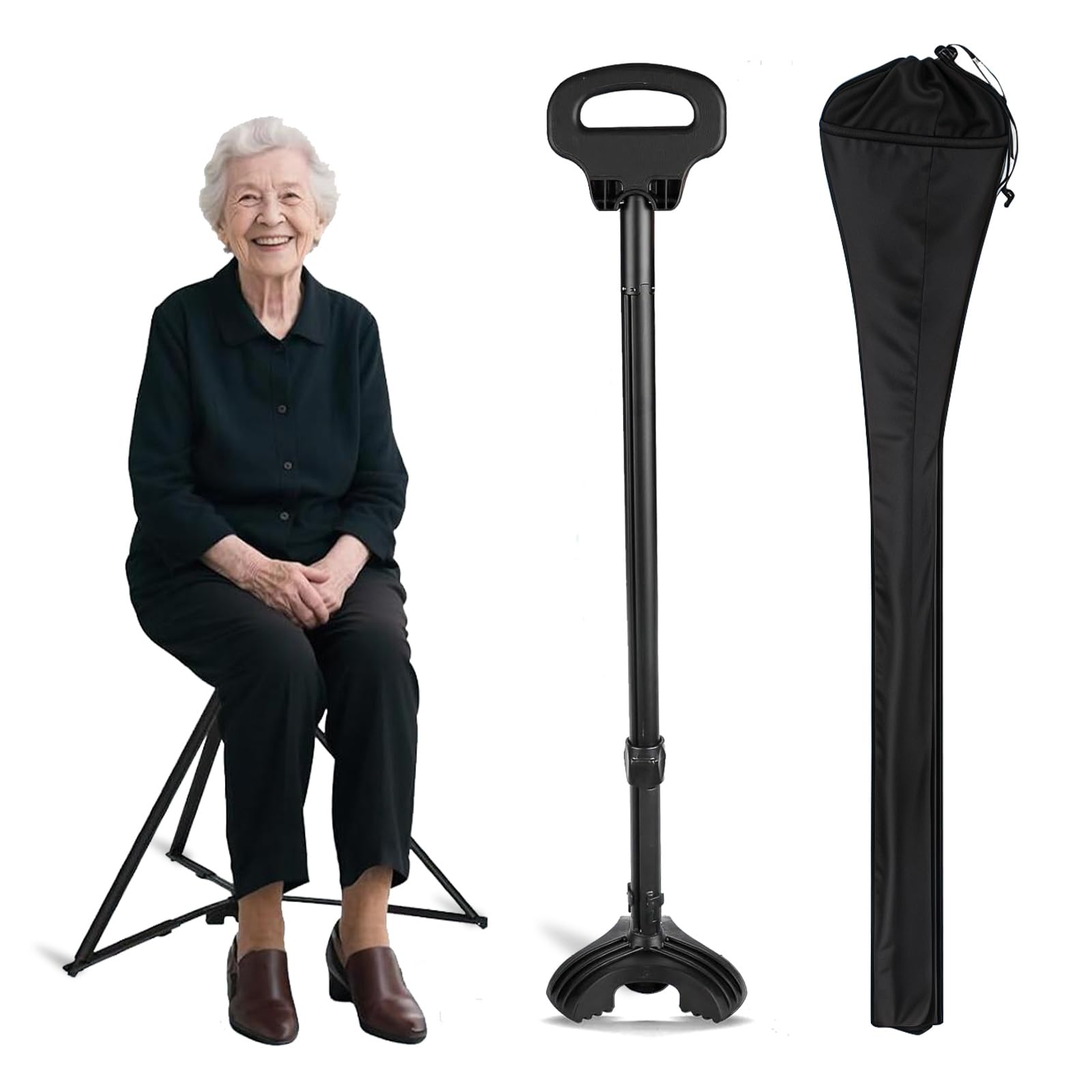 Amazon.co.jp: 折りたたみ杖 ステッキチェア 登山杖 7段階の高さ