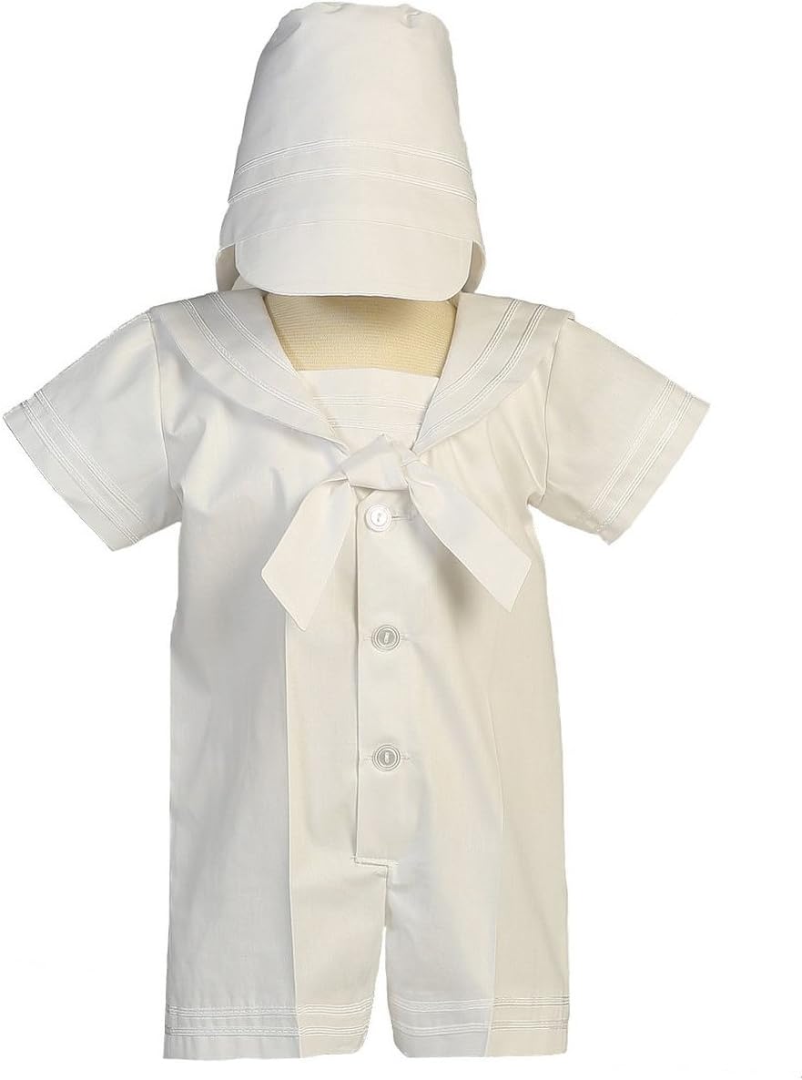 Swea Pea & Lilli White Sailor Poly-Cotton Outfit for Christening Baptism and Special Occasion
