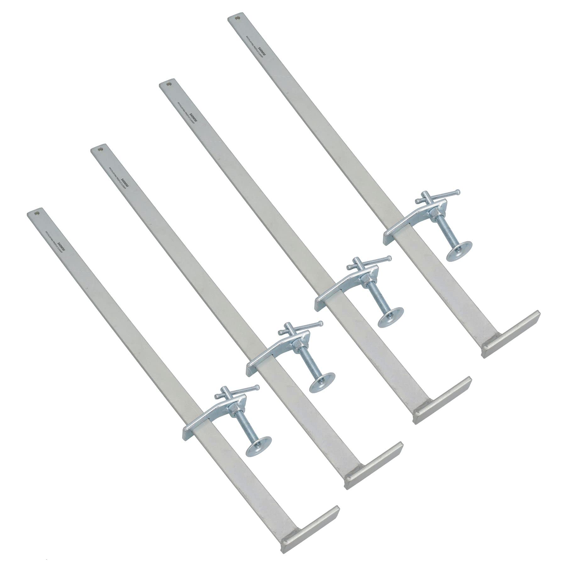 Ab Tools Silver 560Mm Brick Laying Sliding Profile Clamp Holder Fastener Corner Wall Clamps 4Pc