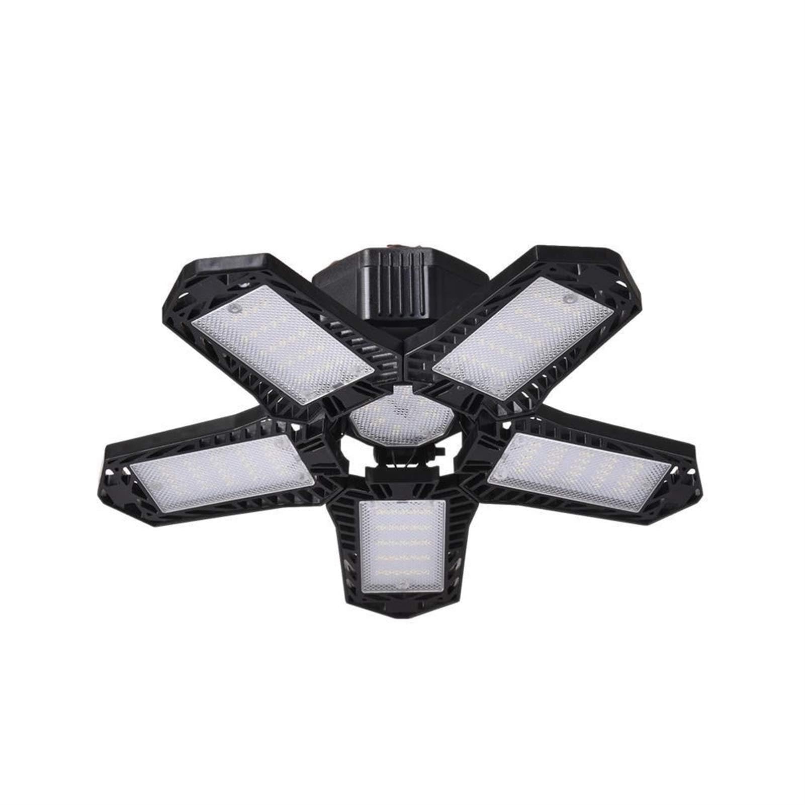 Tenvora 2Pcs Black 80W Garage Lighting,Garage Light 100W Garage Light Deformation Ceiling Light 5 Leaf Adjustable Angle Industrial Lamp For Workshop Warehouse(2Pcs Black 80W)