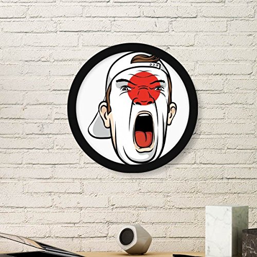 Masque Japon Drapeau peinture faciale déco cadre rond noir unique