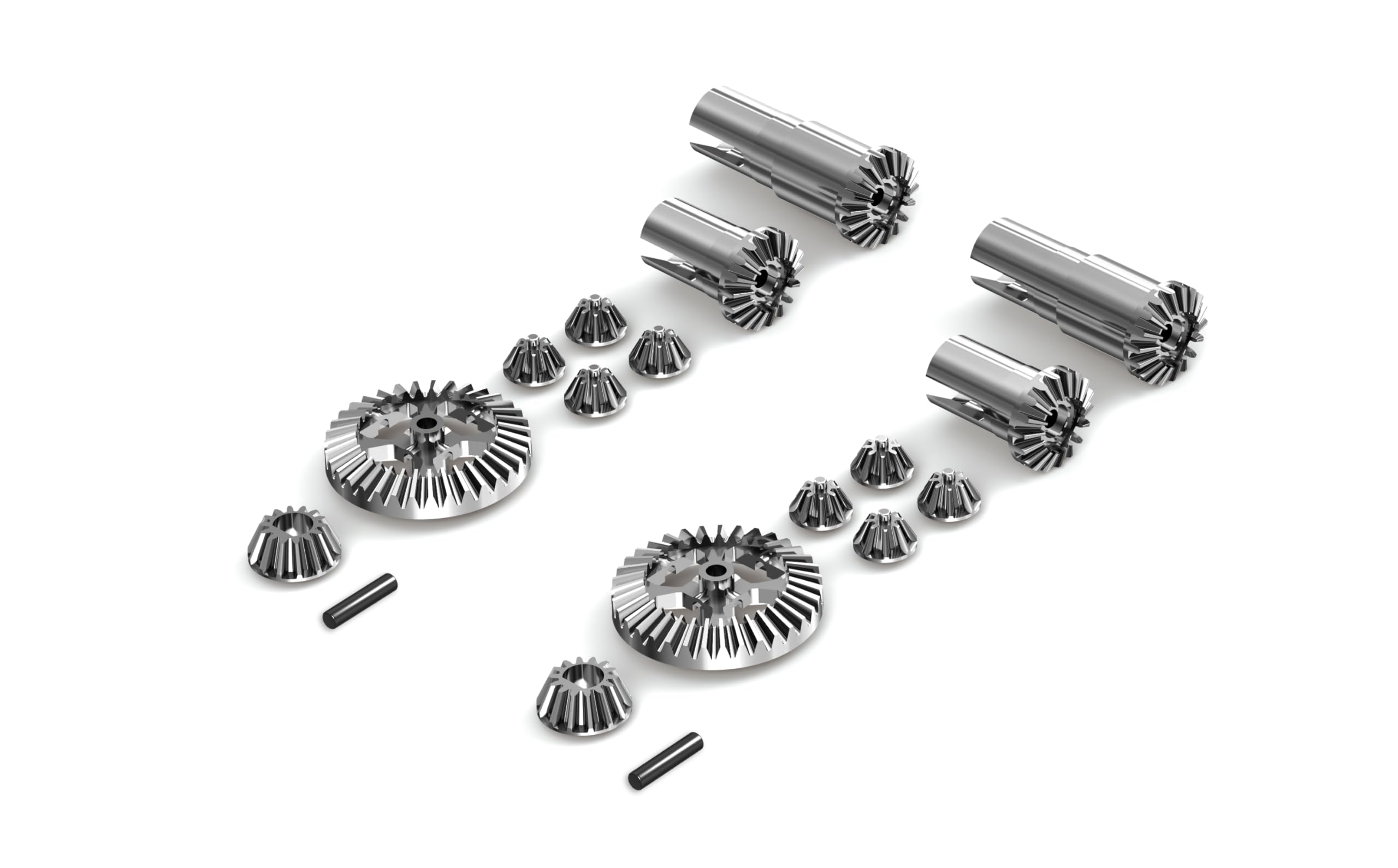 1:18 Scala RC Auto Aggiornamento Accessori Metallo Anteriore Posteriore Dif Completa (2 pz), Aggiornamento Ricambi RC Differenziali Veicolo per 18323 18303