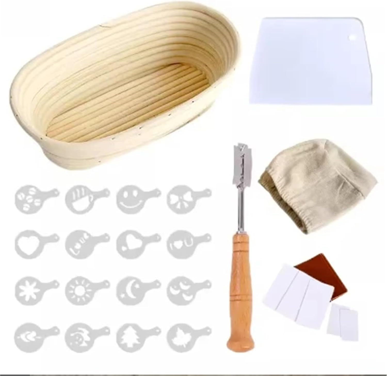 10インチの楕円形パン発酵バスケット、手編みのベーキングツール(G)