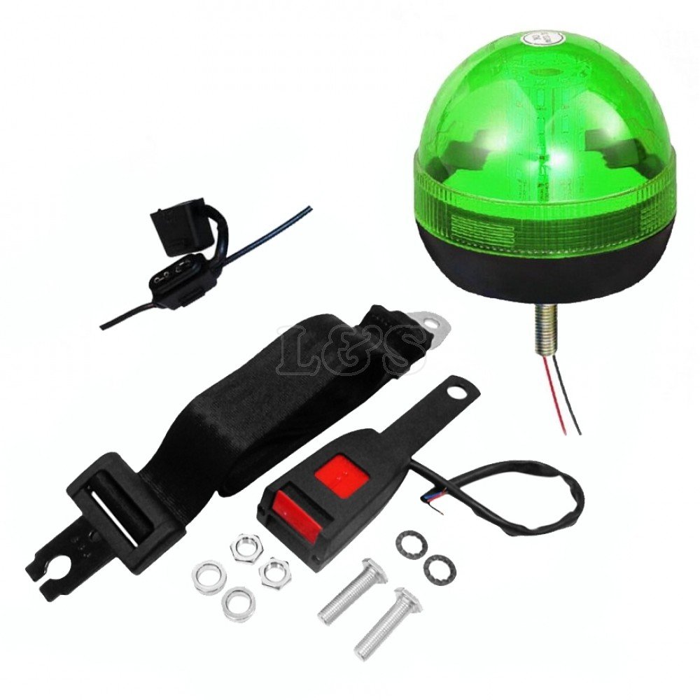 L&S Engineers Green Led Static Seat Belt Warning Kit Single Bolt Beacon