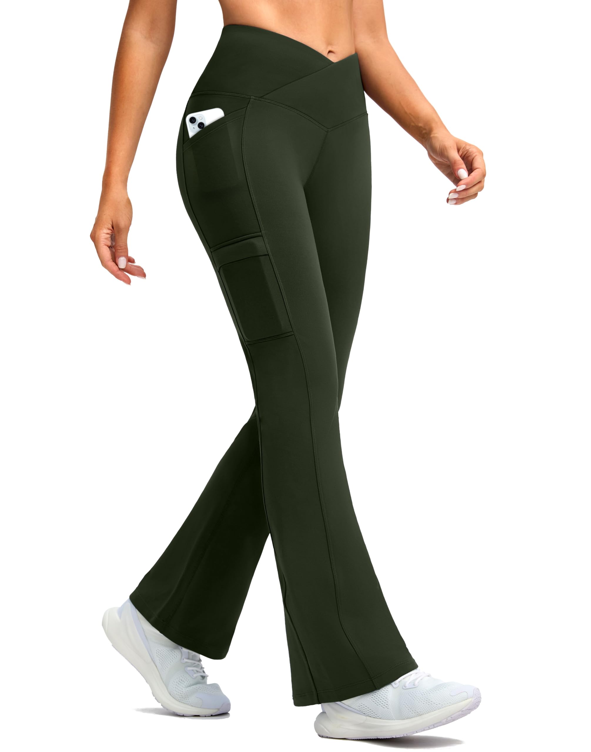 G Gradual Women's Fleece Lined Pants Water Resistant Winter Thermal Flare Leggings Hiking Snow Pants for Women 4 Pockets