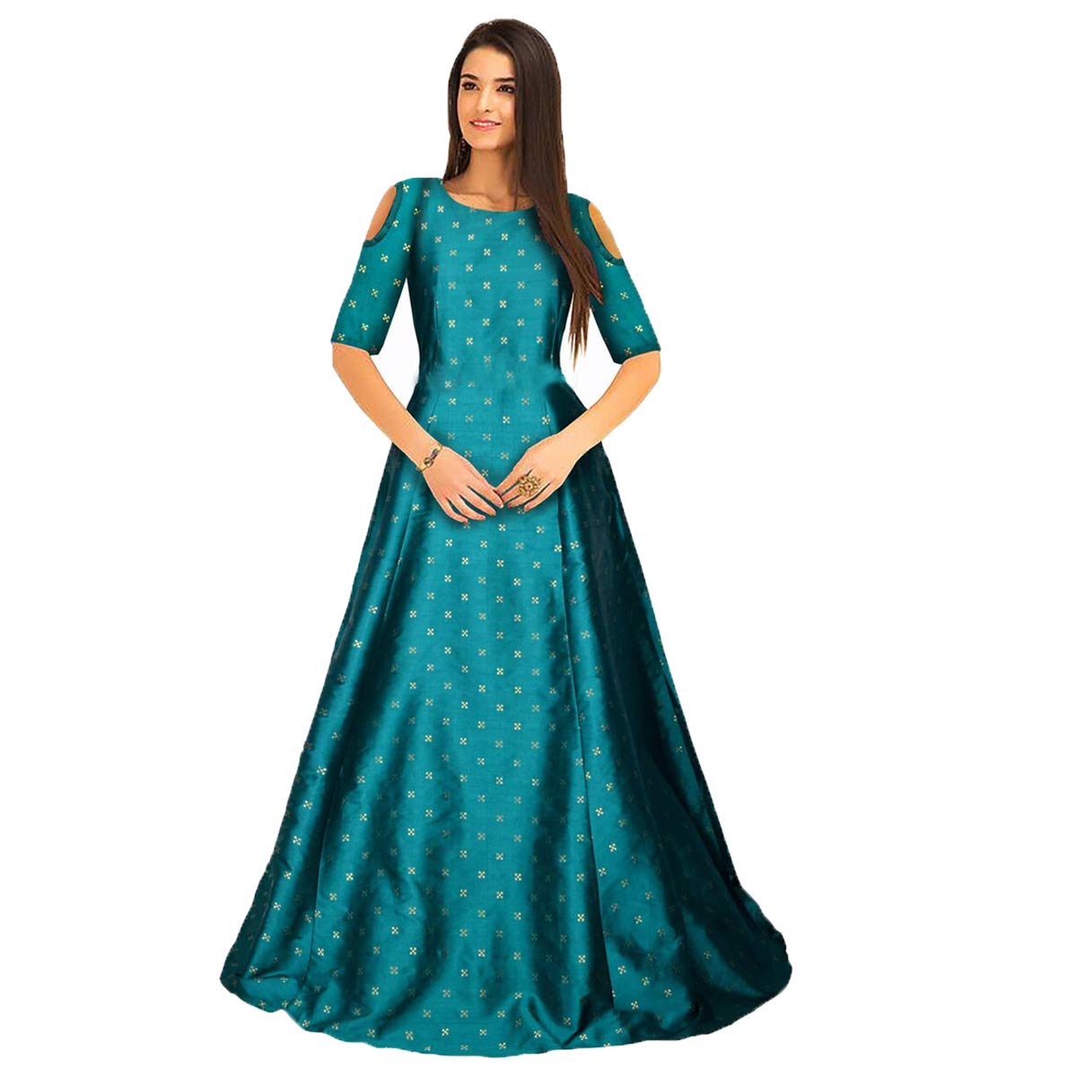 Active Feel Free Life Satin Pleated Dress (G-62 Sofiya Green Gown-Act6 FS)