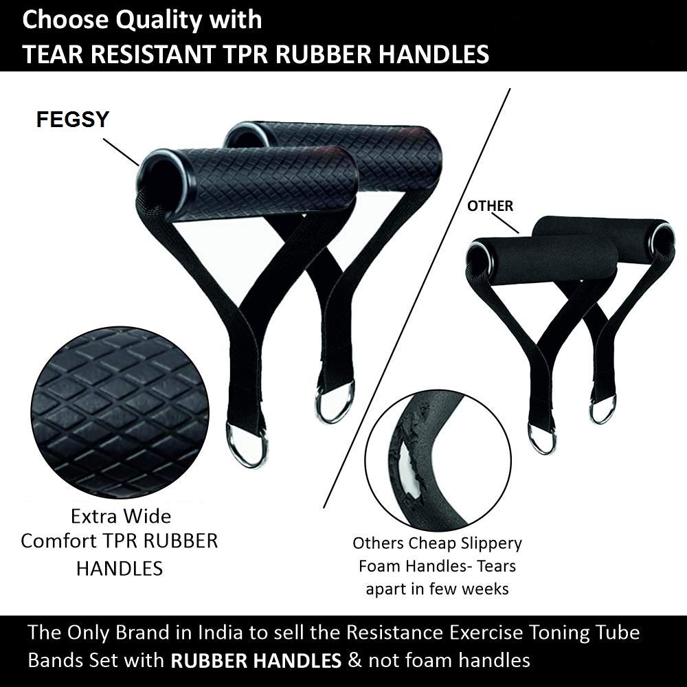 FEGSY Resistance Bands Set for Exercise, Stretching, and Workout Toning  Tube Kit with Foam Handles, Door Anchor, Ankle Strap, and Carrying Bag for  Men - Main Image