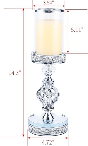 Miniatura 5 de Hanjue Portavelas de cristal para vela de pilar, portavelas de cristal de metal para decoración del hogar, centros de mesa, mesa de comedor de café