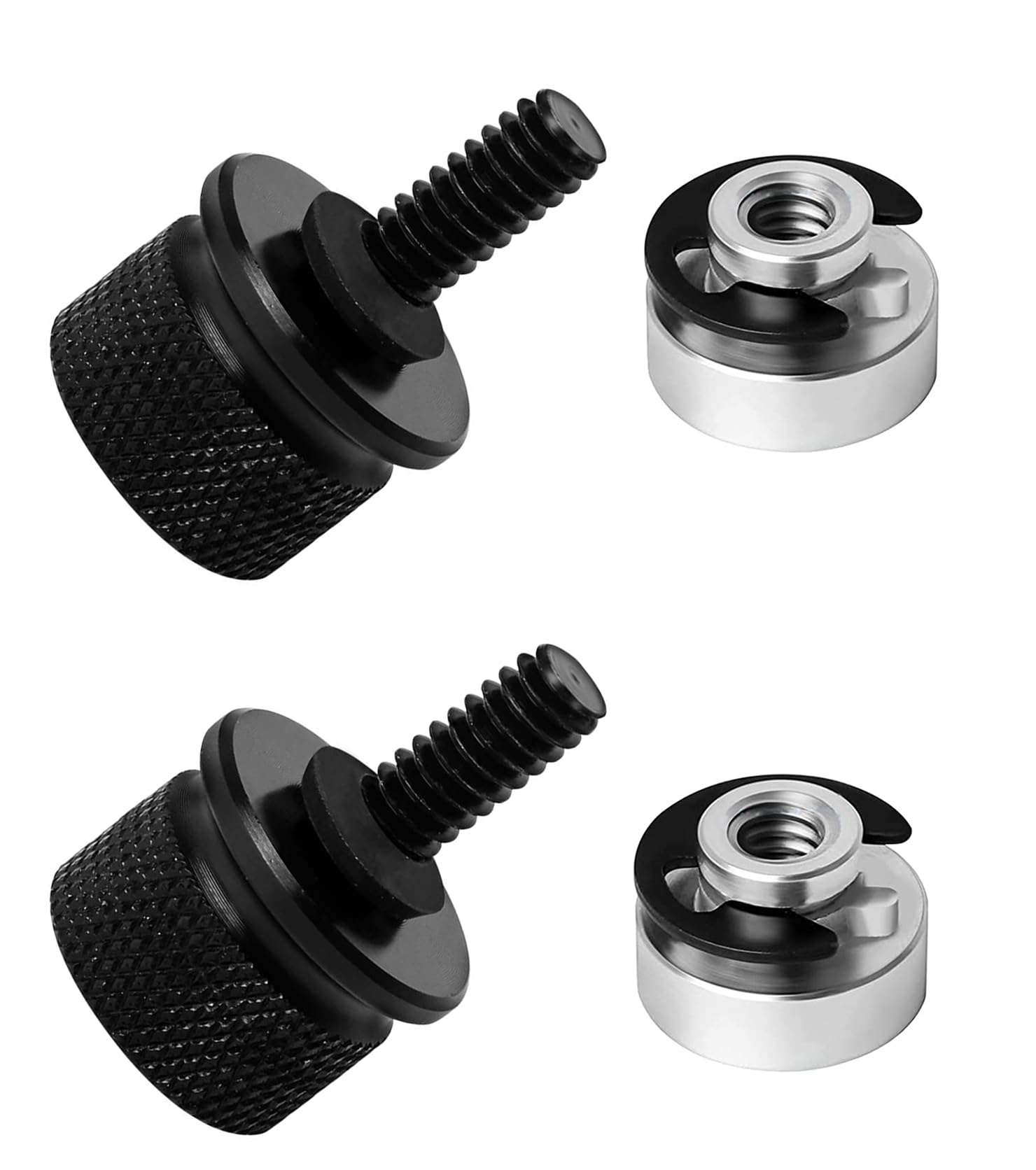 Accessori per moto for Harley Davidson - 2 set di viti per sedile in alluminio, con clip a C e vite zigrinata per un fissaggio sicuro del sedile della moto (nero)
