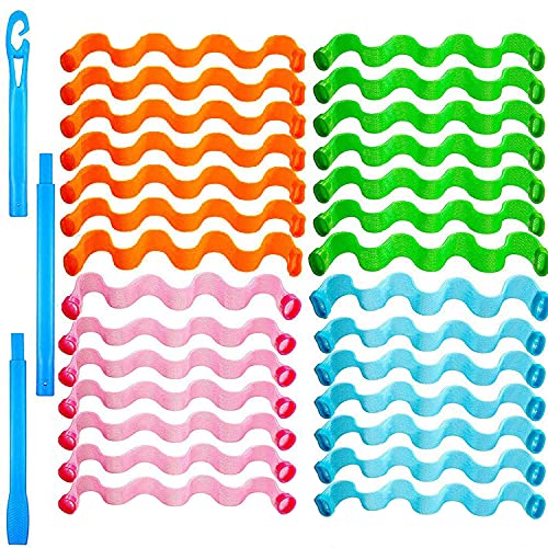 28 Pieces Wave Formers Long Hair Kit Spiral Hair Curlers Diy Magic Spiral Ringlets Rollers No Heat With Styling Hooks For Women Girls Most Hairstyle Styling Tools (55 Cm/ 21.7 Inch)