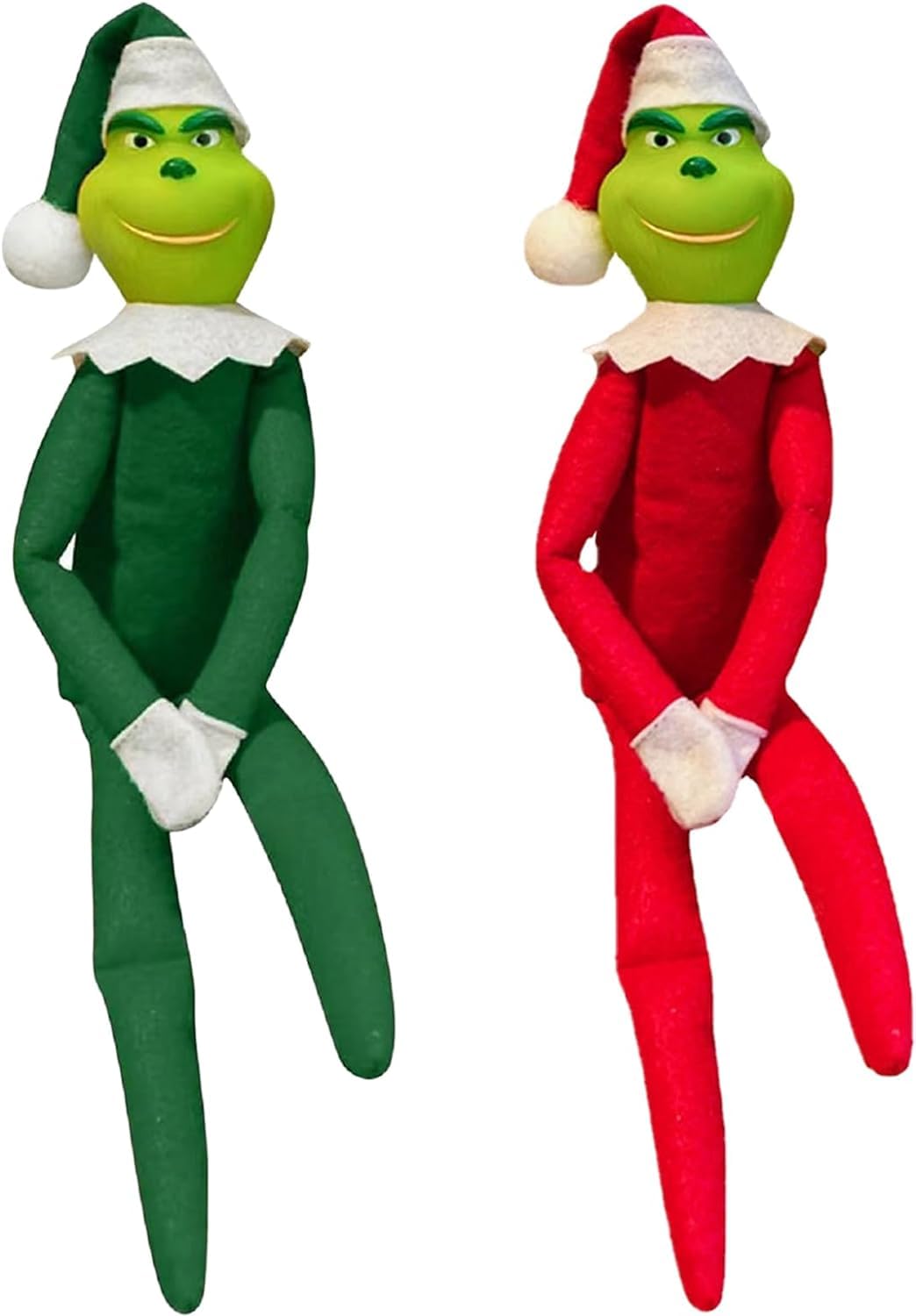 VOLORD 2pcs Red Christmas Grinch Elf Plush, 30cm Latex Dolls Red Monster Elf Stuff Figures Decorations for Xmas Holiday Ornaments, Kids Toy Gifts