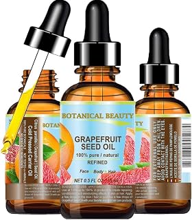 GRAPEFRUIT SEED OIL. 100% Pure / Natural / Undiluted /Refined COLD PRESSED CARRIER OIL (Not Essential Oil). 0.5 Fl.oz.- 15 ml. For Skin, Hair and Lip Care. "One of the richest natural sources of