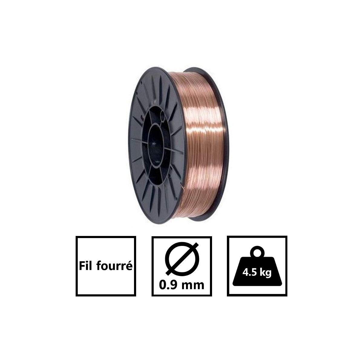 INE - Bobina Filo rivestito in acciaio 0,9 mm 4,5 kg Saldatura NO-GAS MIG/MAG - D 200 mm - Per acciai al carbonio e al carbonio-manganese | Saldature forti, senza ossidazione, tutte le posizioni