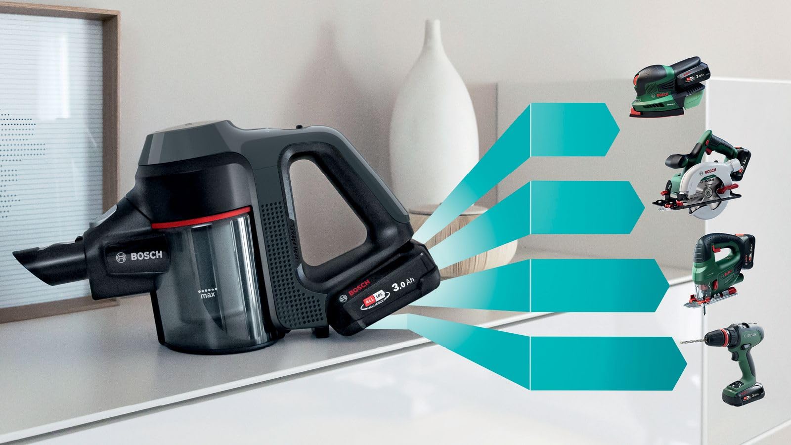 Bosch Unlimited Serie 7, Scopa Elettrica Senza Fili, Batteria Ricaricabile 3,0 Ah, Flex Tube, Aspirapolvere Portatile dal Design Leggero, Accessori, Luci LED, Grigio Scuro, BCS711A