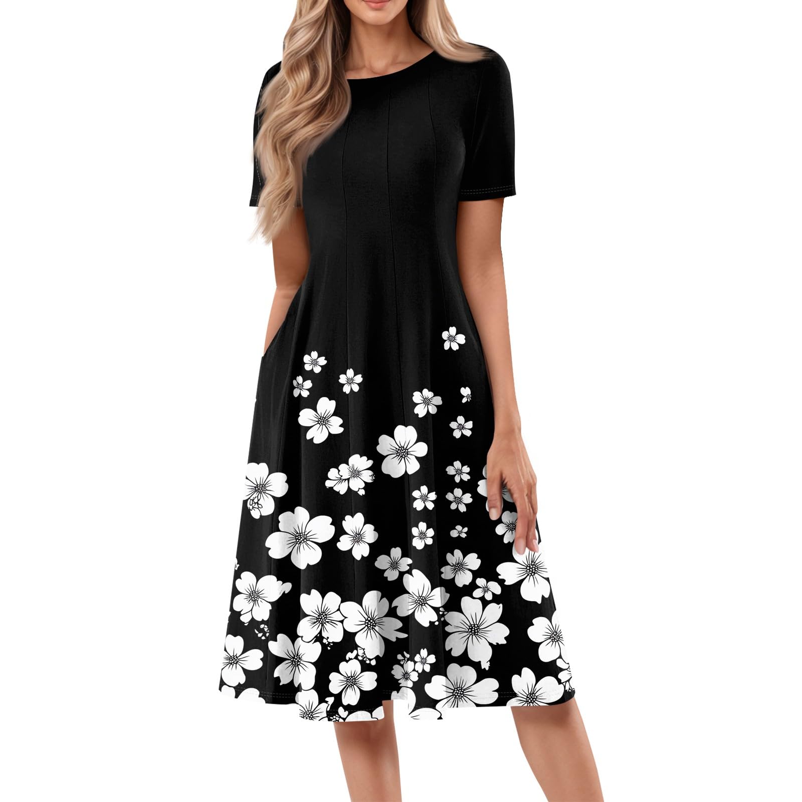 COTECRAM Summer Dresses for Women 2025 Trendy Bohemian Floral Print Maxi Dress Casual Beach Vacation Sundresses with Pockets