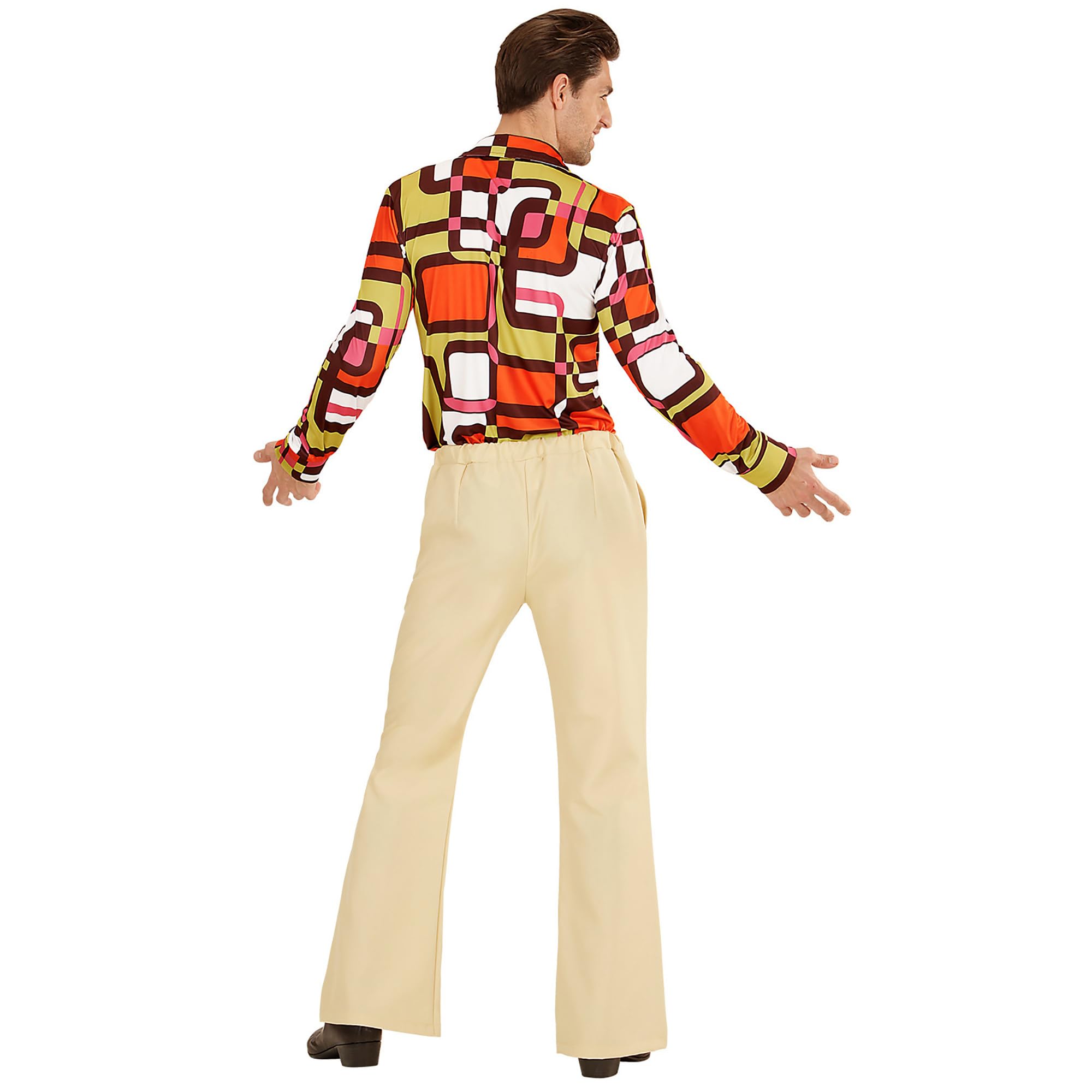 W WIDMANN MILANO Party Fashion - Pantaloni da uomo anni '70, stile disco, pantaloni a campana, costumi in maschera