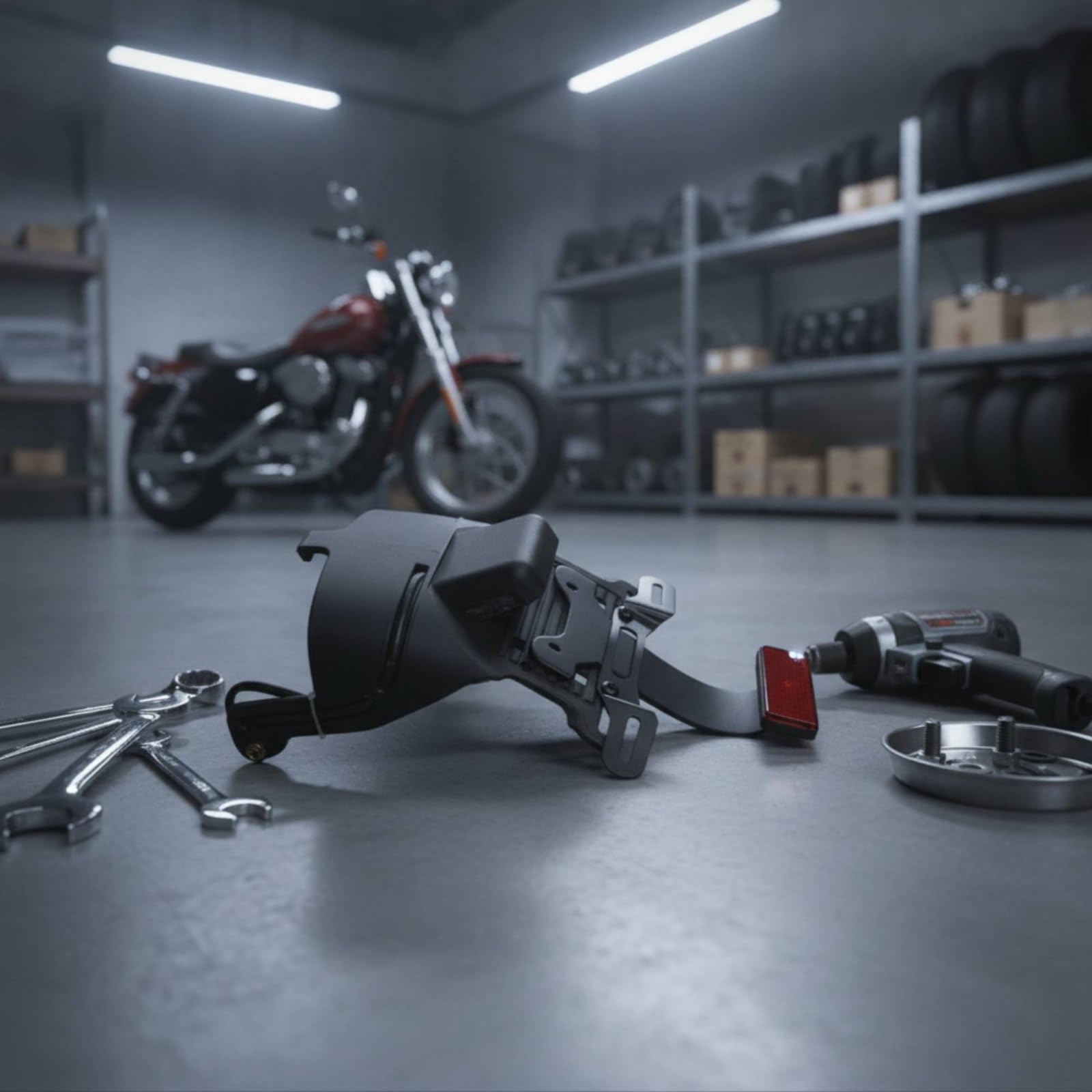 perfk Kit Montaje Matrícula para Motocicleta con Panel Luminoso Rojo Integrado y Brazo Extendido Plástico con Soportes Ranurados Acuado para Personalización Estética la