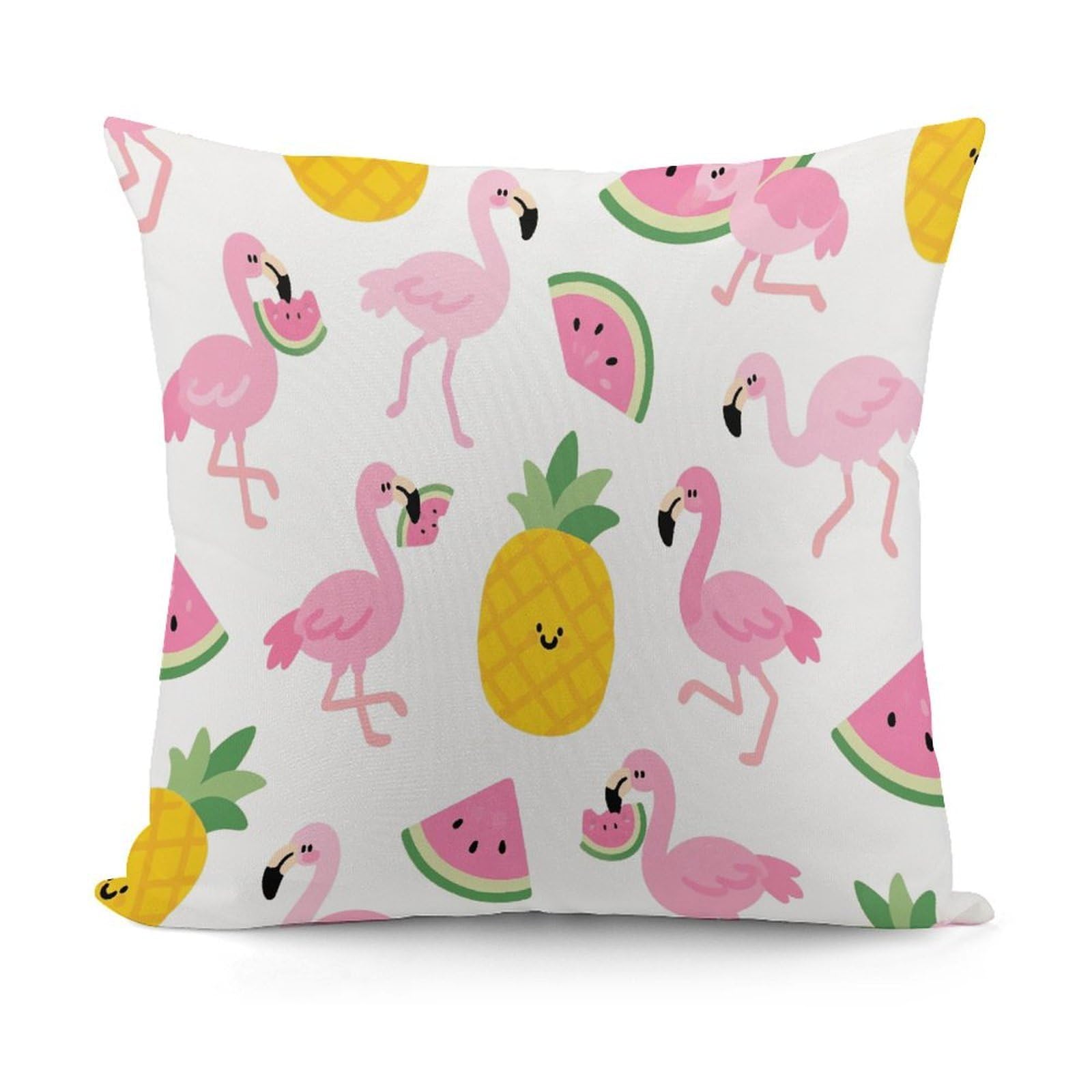 VstaDank Flamingo Watermelon Pineapple Throw Pillow Covers Fade-Resistant Removable Pillowcase Square Cushion Case Cozy Pillow Case Breathable Pillow Protector Soft Pillow Shams 18"x18"