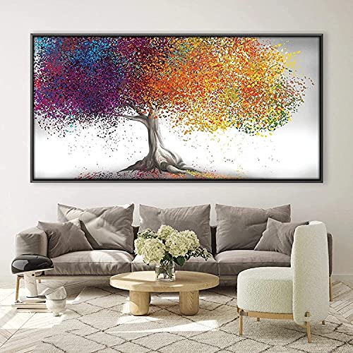 LIANGX Canvas Pictures Enchanted Willow Poster Colourful Tree Plants Picture for Bedroom Decoration Wall Set Poster Wall Pictures Living Room Decoration Photos Without Frame (50 x 100 cm)
