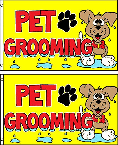 Pet Grooming Polyester Flag Banner Sign (Pack of 2)